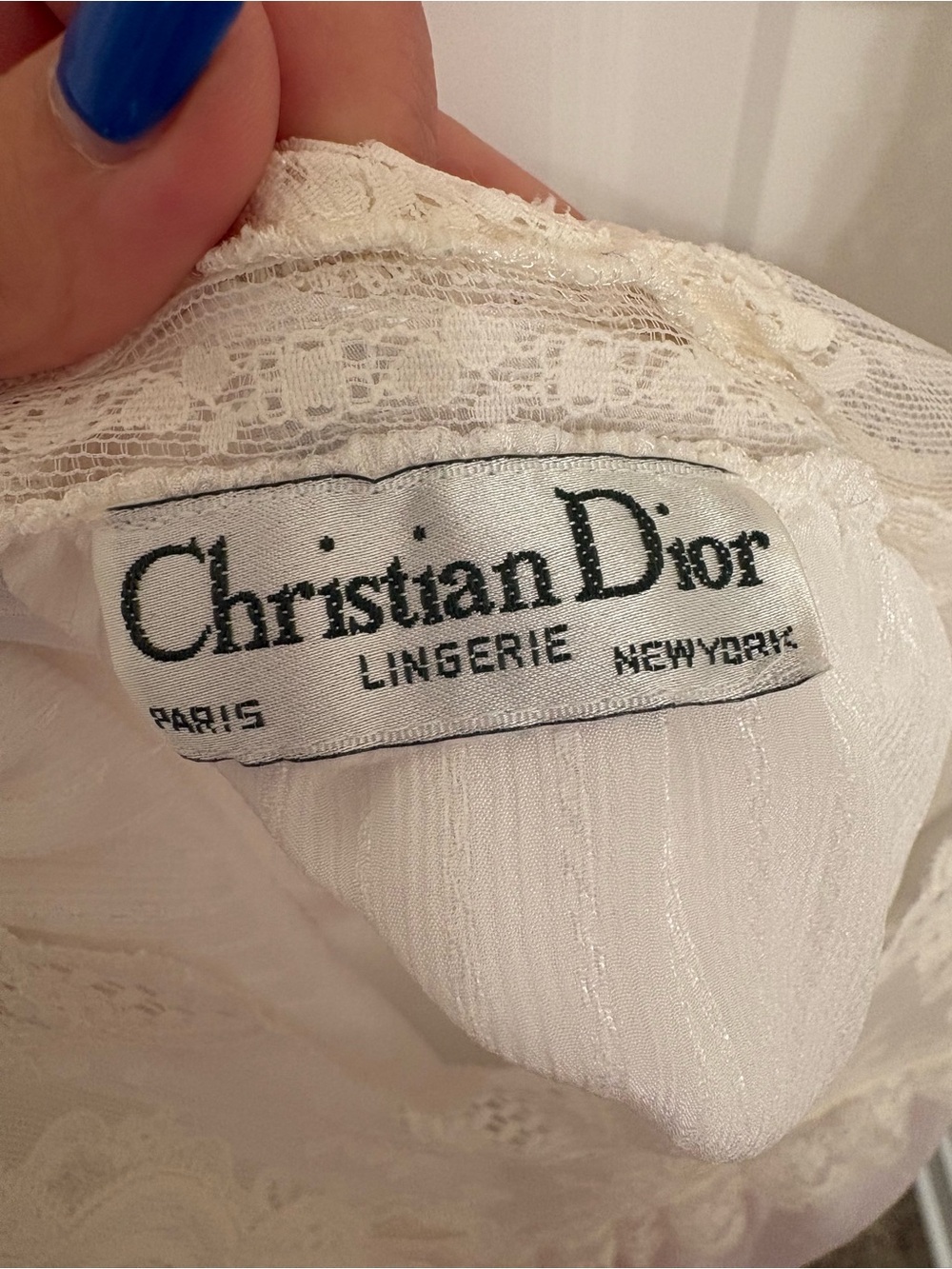 Vintage Christian Dior White Nightgown with Cream Lace Trim - Picture 2 of 2